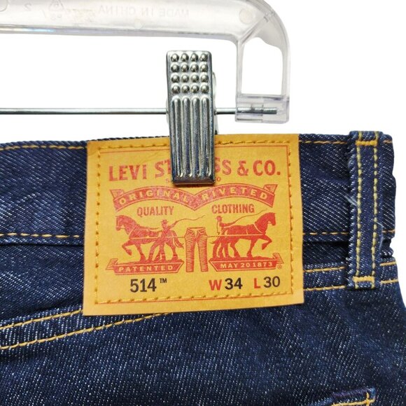 Levis 514 Mens Straight Fit Jeans W34 L30 Dark Wash Denim Casual Pants - Picture 3 of 8